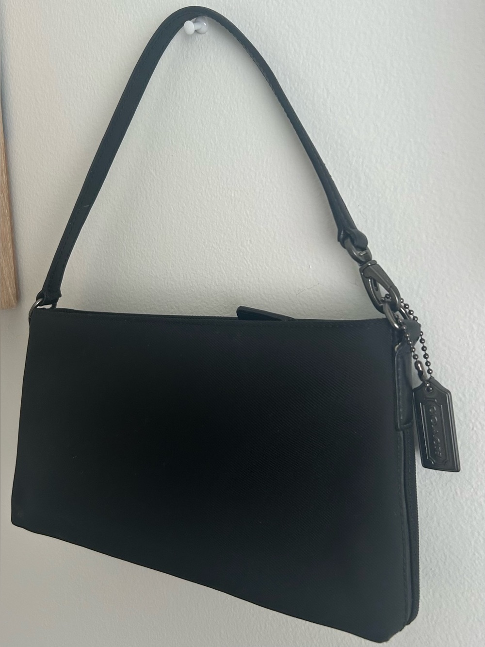 Coach Black Nylon Baguette Shoulder Bag Y2K Mini Zip Top Purse - Picture 5 of 16